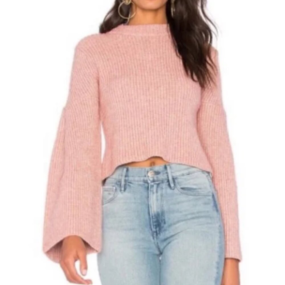 64. ENDLESS ROSE Pink Bell Sleeve Sweater small Revolve